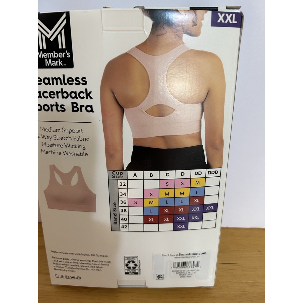 NIB Seamless Racerback Sports Bra XXL (38-42 D-DDD) Pink - Picture 2 of 5